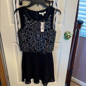 Black Beaded Sleeveless Dress
